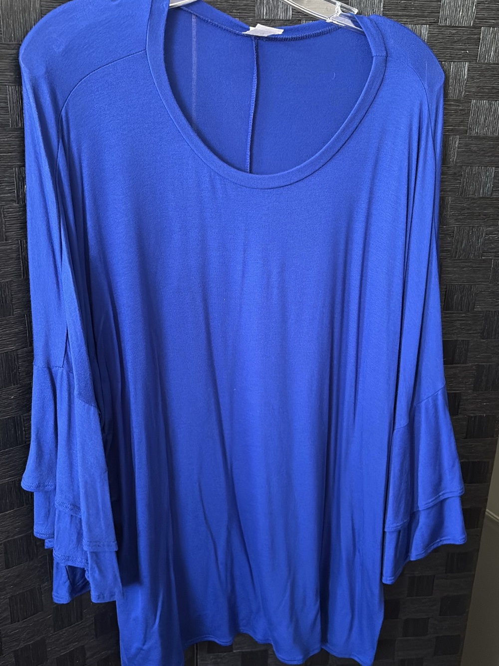 Women’s Royal Blue Ruffle Sleeve Scoop Neck Top - Picture 2 of 3